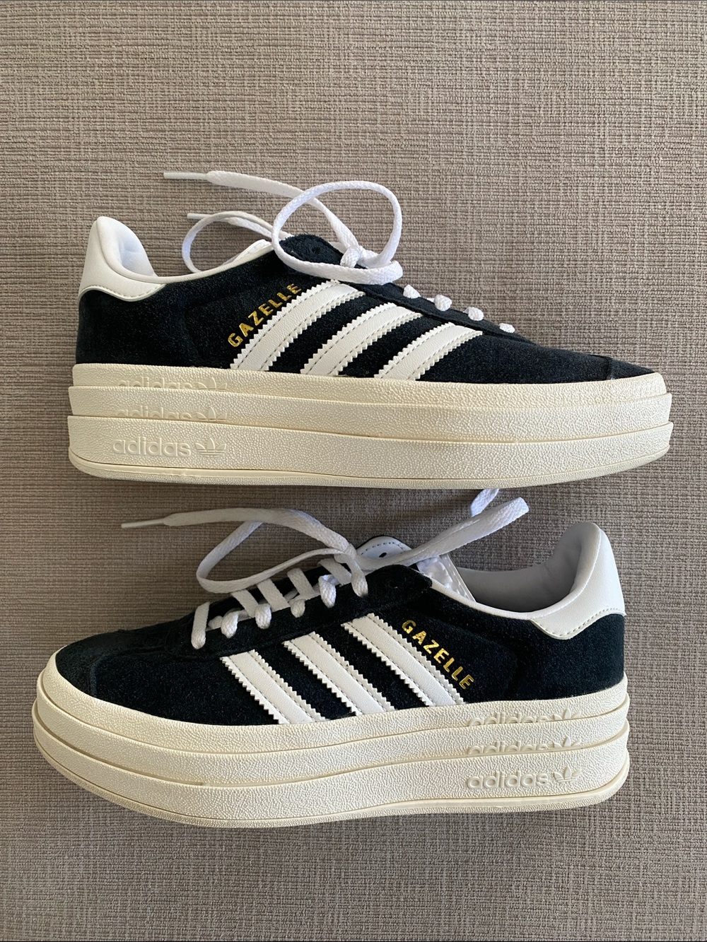 Adidas Gazelle Platform Sneakers - Black & White